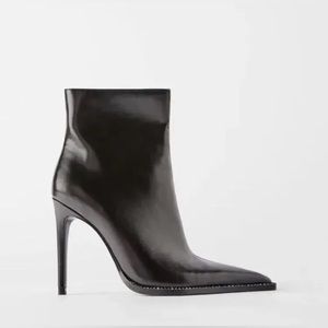 Zara 🖤🩶🖤Women Shiny High Heels Ankle Boots Size 39 - NWT